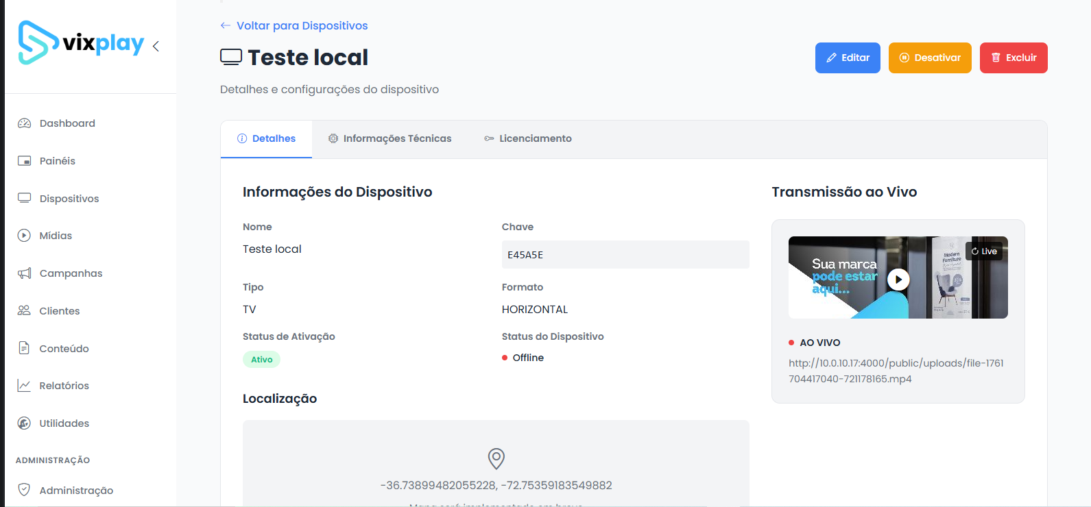 Controle de Dispositivos do VixPlay